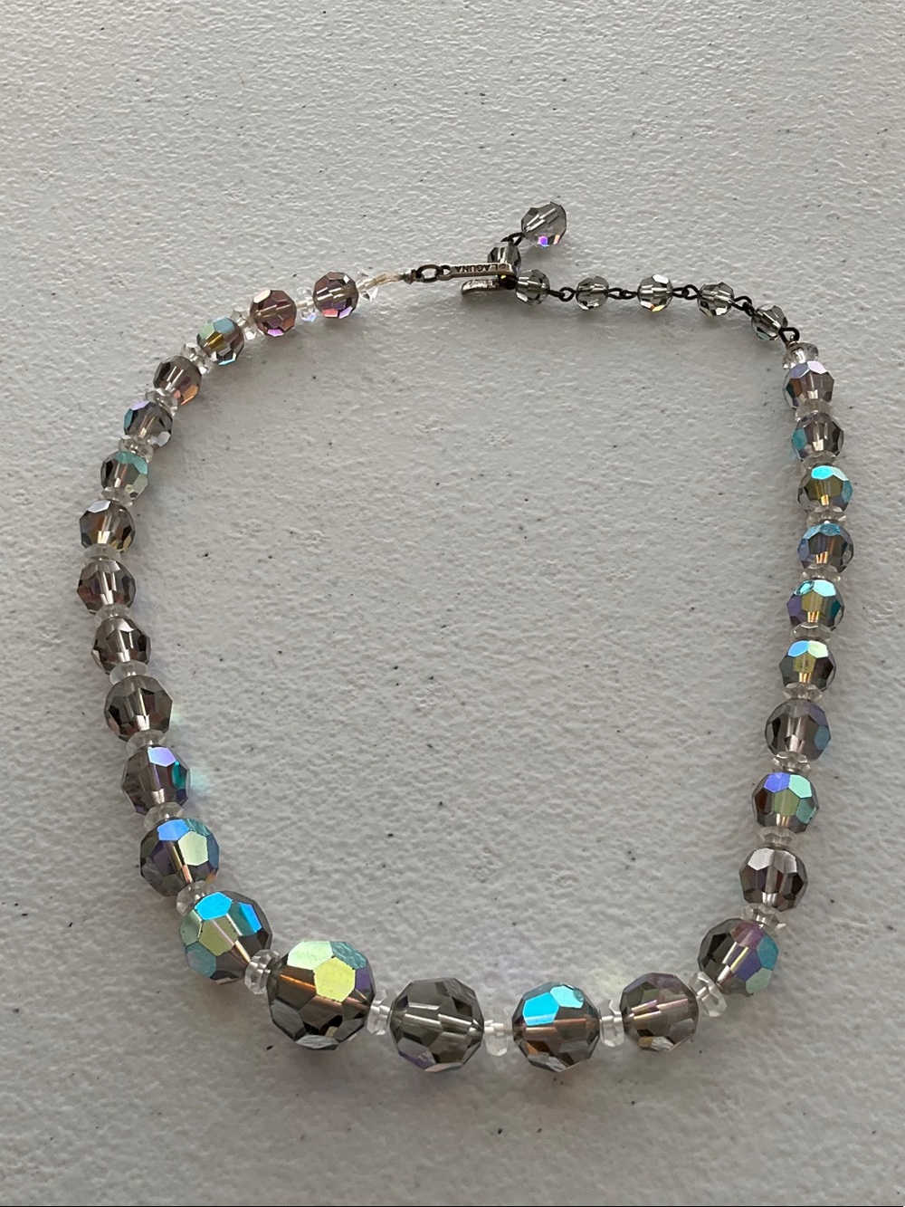 Laguna Aurora Crystal Bead Choker Necklace - Iridescent Silver